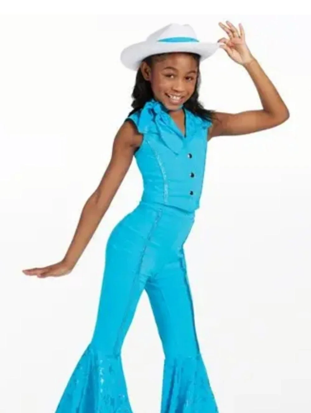 Weissman Dance The Night 17862 Top ONLY Turquoise Blue Cowboy Western Costume